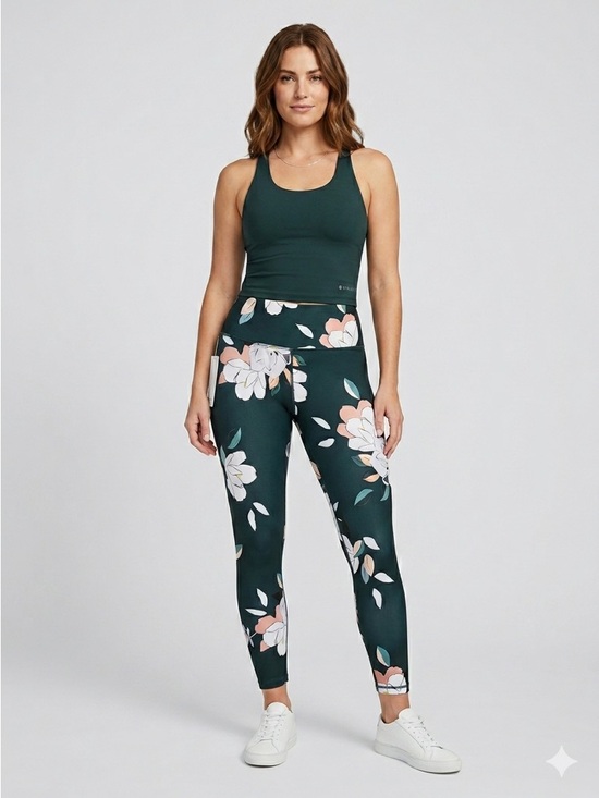 Athleta Pants - NWT Athleta Dark Green Floral High-Rise Leggings XL